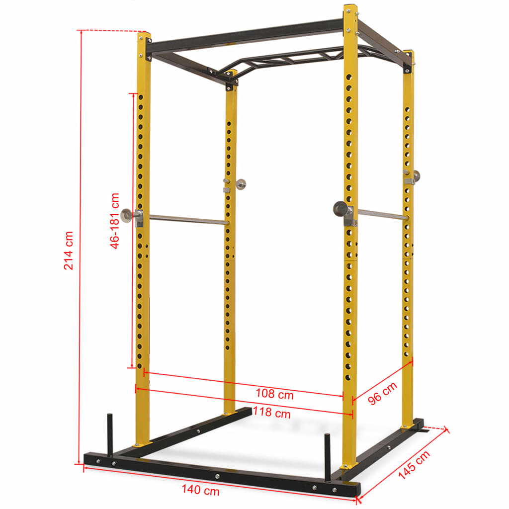 Fitness Power Rack 140x145x214 cm Yellow and Black