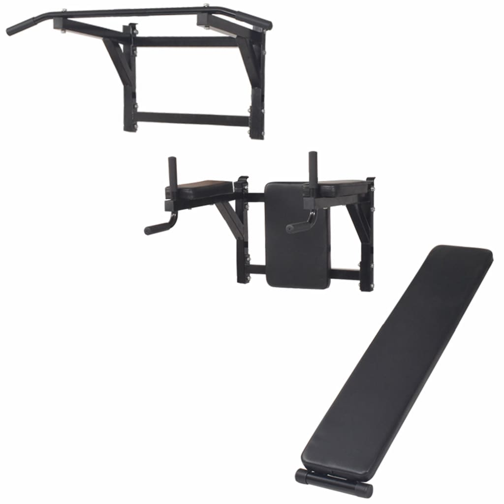 Wall-mounted Multi-functional Fitness Power Tower Black