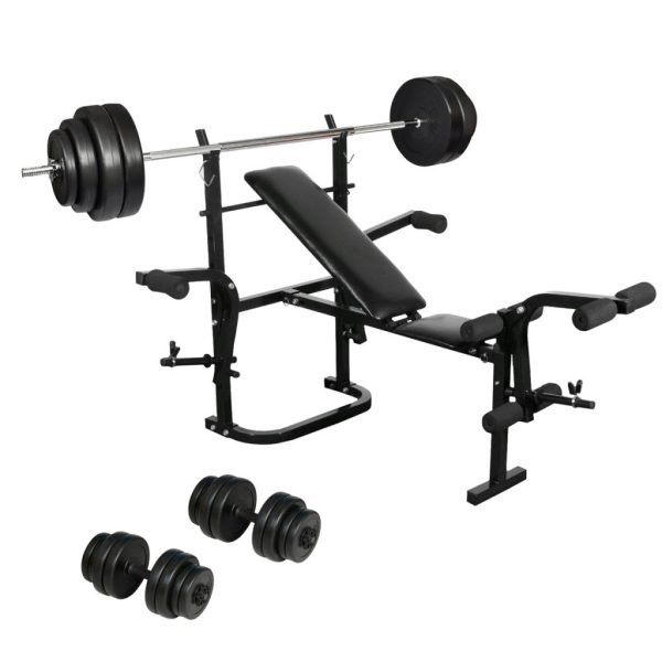 Weight Training Bench 30kg Barbell Dumbbell Set Adjustable Folding Weight Bench