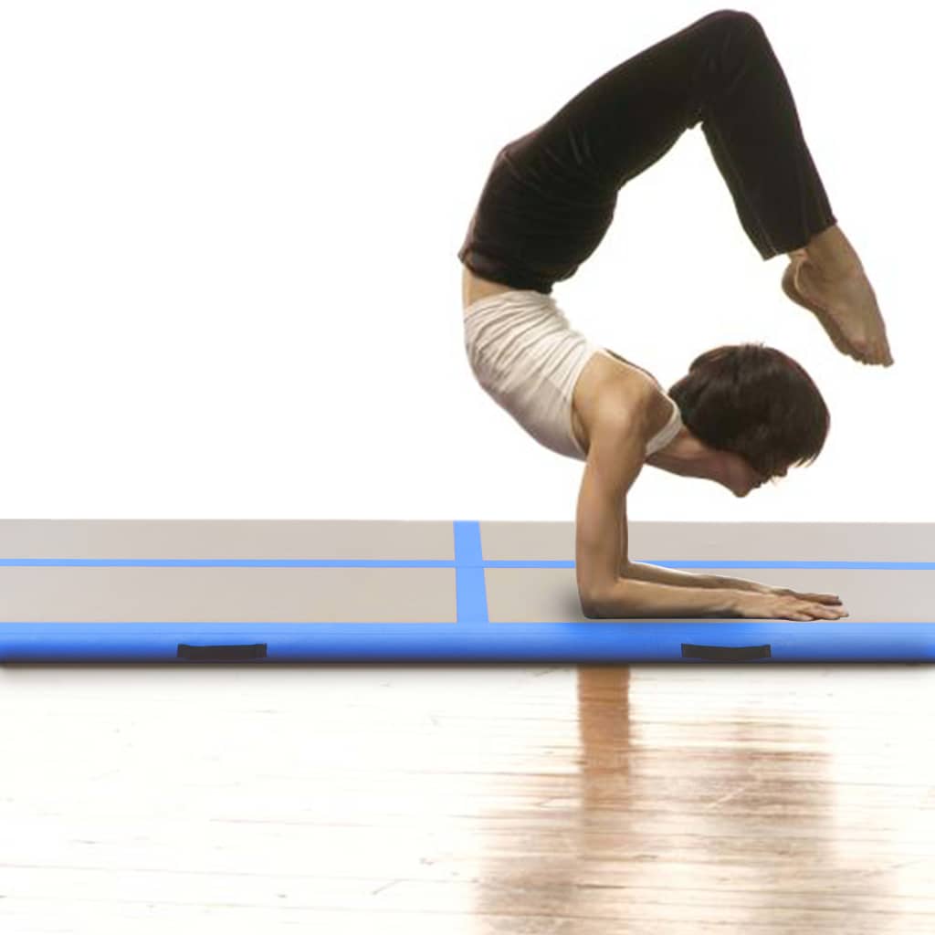 Inflatable Gymnastics Mat with Pump 400x100x10 cm PVC Blue