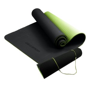 Powertrain Eco Friendly TPE Yoga Exercise Pilates Mat 8mm- Black Green