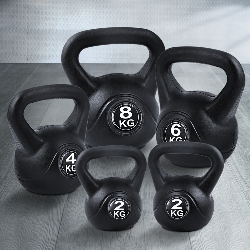 22kg Kettlebell Set Weight Lifting Kettlebells Bench Dumbbells Gym Home ...