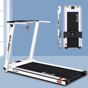 Electric Treadmill Home Gym Exercise Running Machine Fitness Equipment Compact Fully Foldable 420mm Belt White