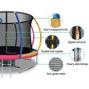10FT Trampoline Round Trampolines With Basketball Hoop Kids Present Gift Enclosure Safety Net Pad Outdoor Multi-coloured