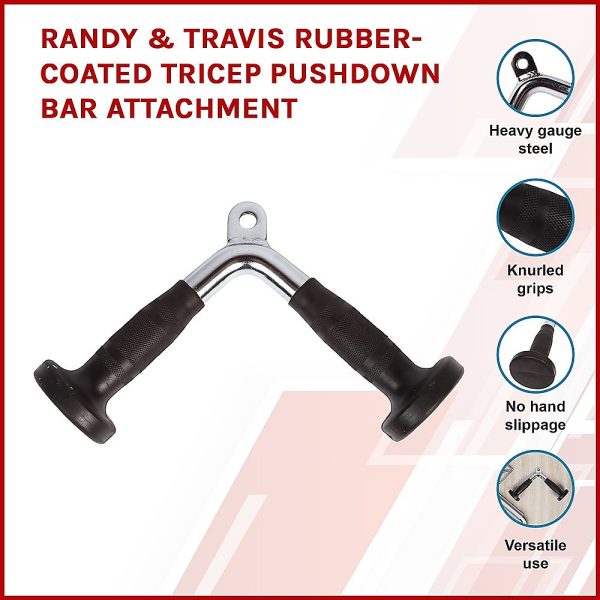 Randy & Travis Rubber-Coated Tricep Pushdown Bar Attachment
