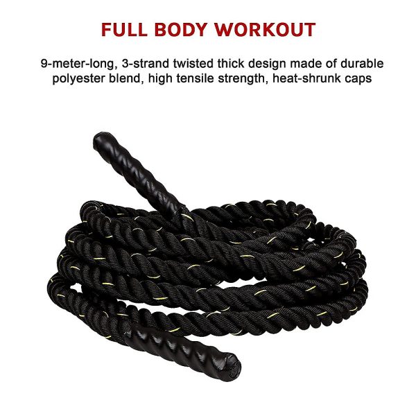 Battle Rope Dia 3.8cm x 9M length Poly Exercise Workout Strength Training