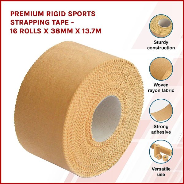 Premium Rigid Sports Strapping Tape – 16 Rolls x 38mm x 13.7m