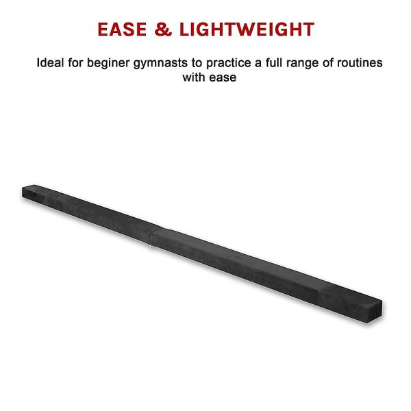 2.2m Gymnastics Folding Balance Beam Black Synthetic Suede