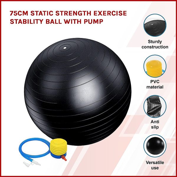 75cm Static Strength Exercise Stability Ball with Pump