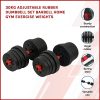 30kg Adjustable Rubber Dumbbell Set Barbell Home GYM Exercise Weights