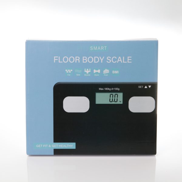 FitSmart Electronic Floor Body Scale Black Digital LCD Glass Tracker Bathroom