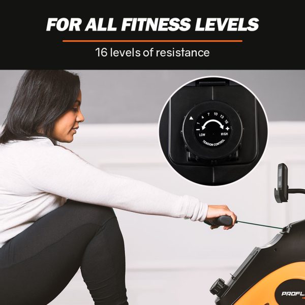 PROFLEX Rowing Machine Magnetic Resistance 16 Levels Fitness Home Gym with LCD