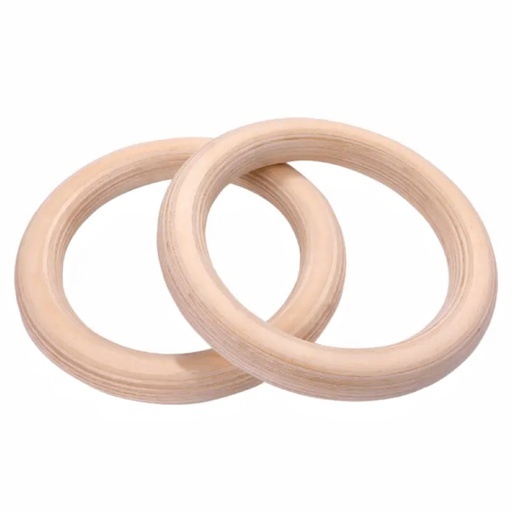 Wooden Gymnastic Rings with Adjustable Numbered Straps (Wooden)