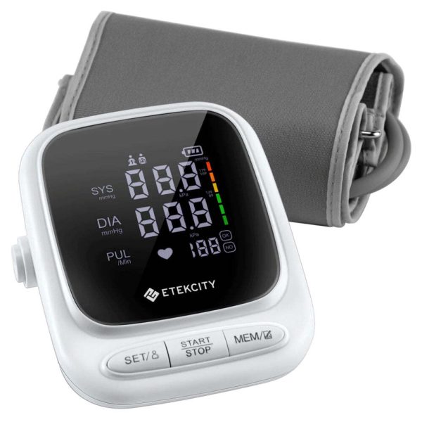 Digital Body Weight Bathroom Scale – Black & Smart Blood Pressure Monitor – White Bundle