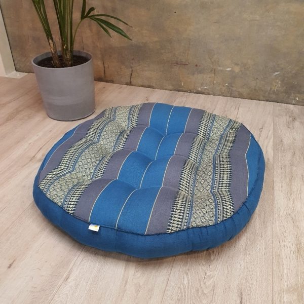 Jumbo Size Zafu Meditation Cushion Filled with Natural Kapok Fiber Blue