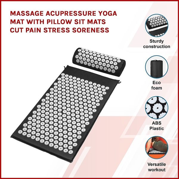 Massage Acupressure Yoga Mat With Pillow Sit Mats Cut Pain Stress Soreness