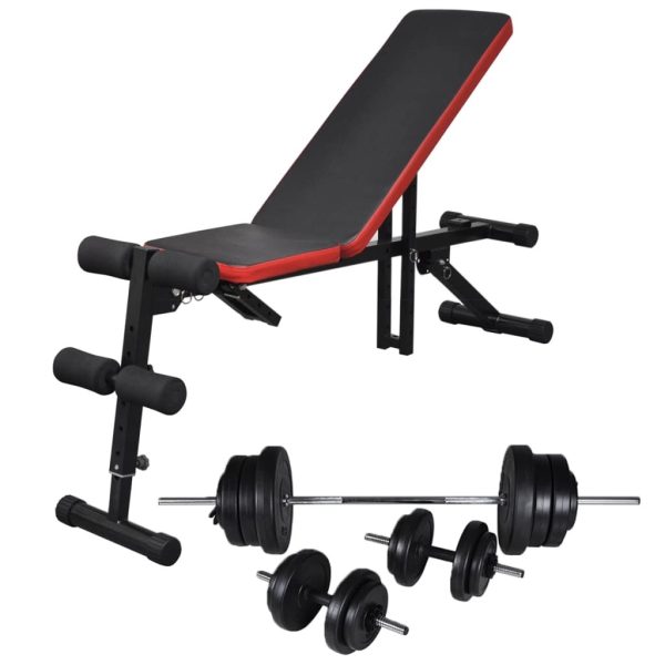 Adjustable Sit-up Bench with Barbell and Dumbbell Set – 60.5 kg