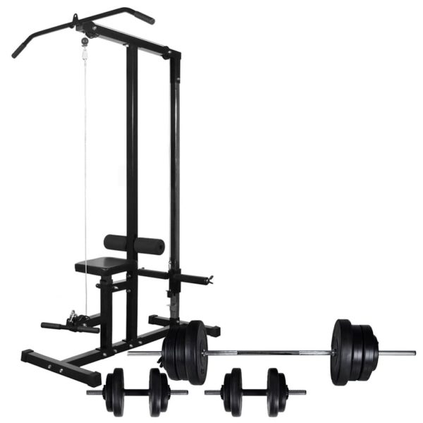Power Tower with Barbell and Dumbbell Set – 60.5 kg