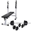 Workout Bench with Weight Rack Barbell and Dumbbell Set – 60.5 kg