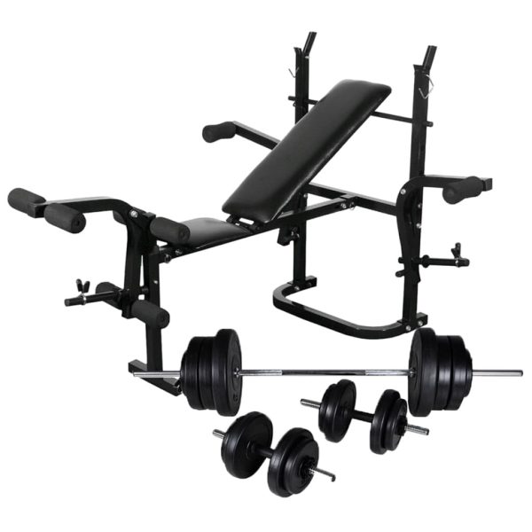 Weight Bench with Weight Rack&Barbell and Dumbbell Set – 60.5 kg