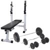 Workout Bench with Weight Rack Barbell and Dumbbell Set – 90 kg