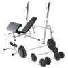 Workout Bench with Weight Rack Barbell and Dumbbell Set – 90 kg