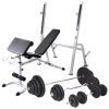 Workout Bench with Weight Rack Barbell and Dumbbell Set – 120 kg
