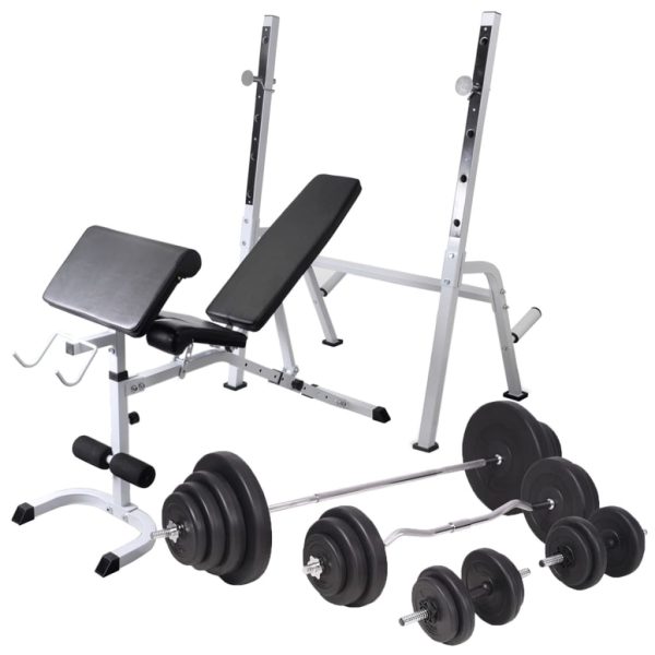 Workout Bench with Weight Rack Barbell and Dumbbell Set – 120 kg