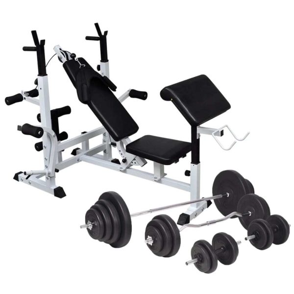 Weight Bench with Weight Rack&Barbell and Dumbbell Set – 120 kg