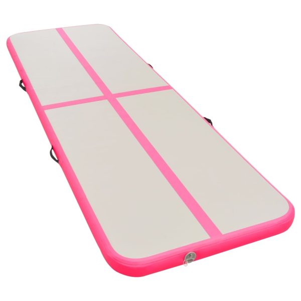 Inflatable Gymnastics Mat with Pump PVC – 300x100x10 cm, Pink
