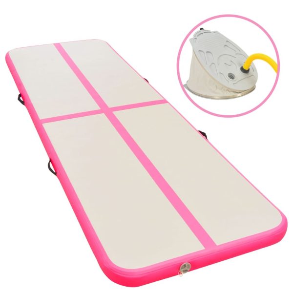 Inflatable Gymnastics Mat with Pump PVC – 300x100x10 cm, Pink