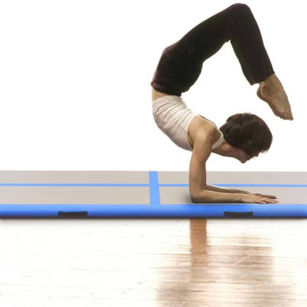 Inflatable Gymnastics Mat with Pump PVC – 600x100x10 cm, Blue