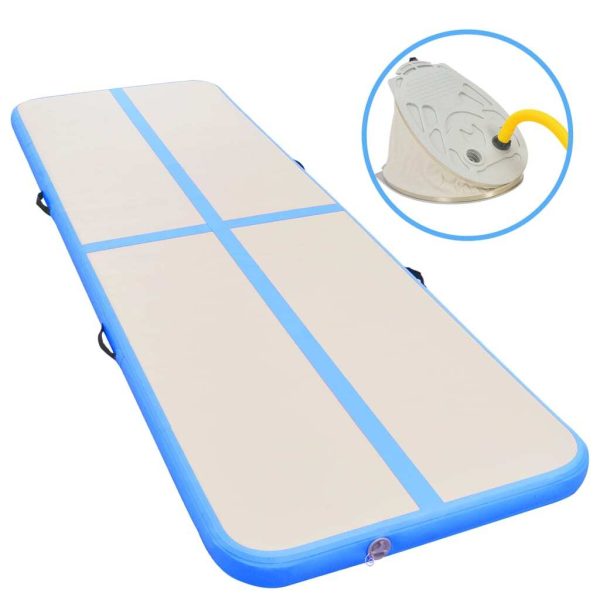 Inflatable Gymnastics Mat with Pump PVC – 600x100x10 cm, Blue