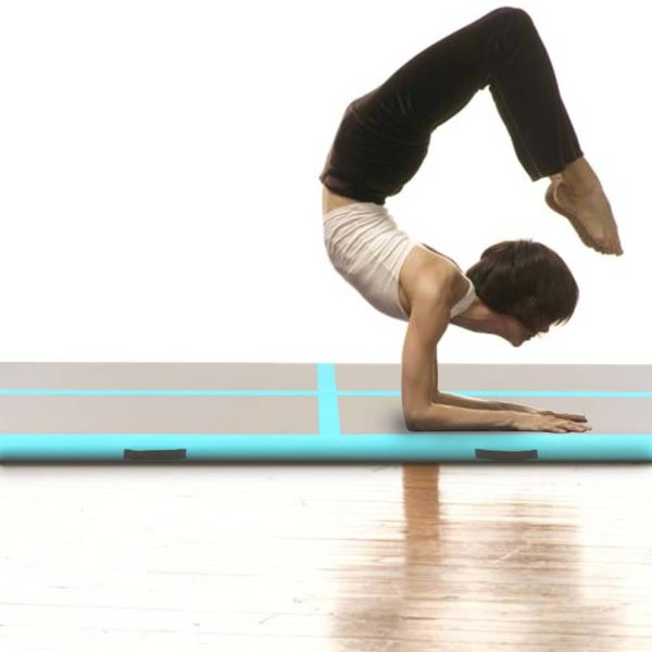 Inflatable Gymnastics Mat with Pump PVC – 600x100x10 cm, Green