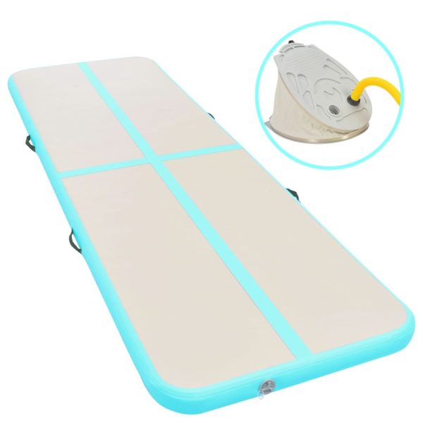 Inflatable Gymnastics Mat with Pump PVC – 600x100x10 cm, Green