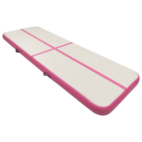 Inflatable Gymnastics Mat with Pump PVC – 400x100x20 cm, Pink