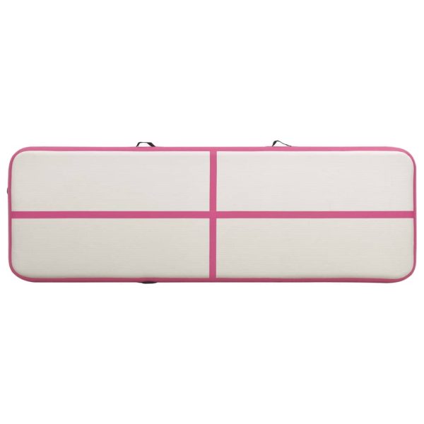 Inflatable Gymnastics Mat with Pump PVC – 400x100x20 cm, Pink