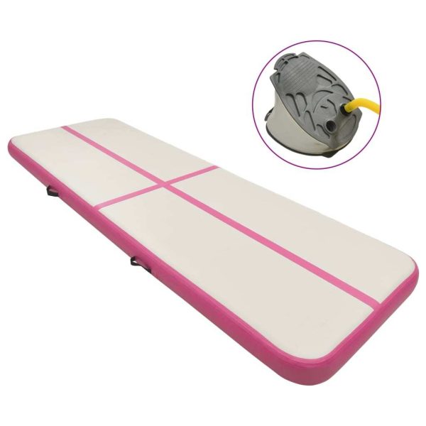 Inflatable Gymnastics Mat with Pump PVC – 400x100x20 cm, Pink