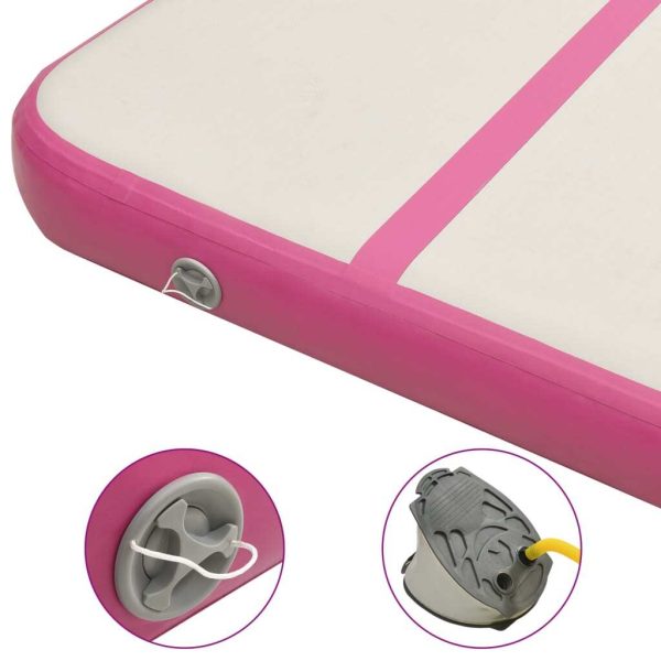 Inflatable Gymnastics Mat with Pump PVC – 400x100x20 cm, Pink