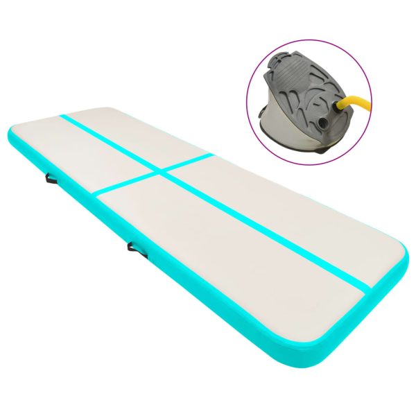 Inflatable Gymnastics Mat with Pump PVC – 400x100x20 cm, Green