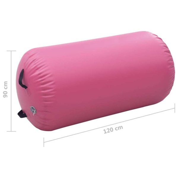 Inflatable Gymnastic Roll with Pump PVC – 120×90 cm, Pink