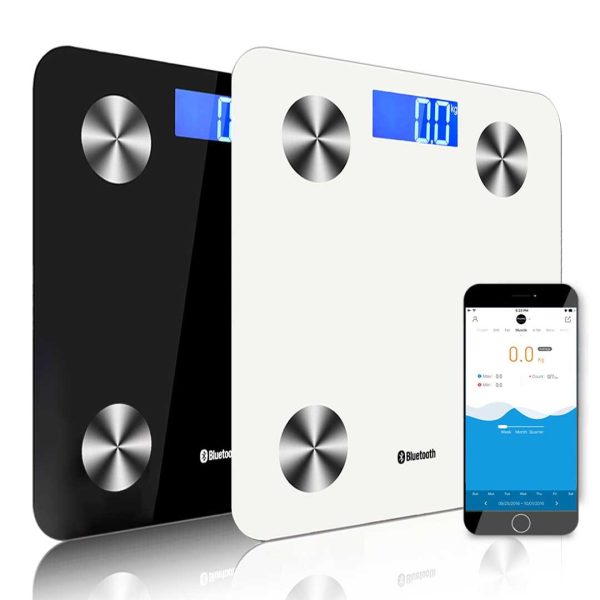 2X Wireless Bluetooth Digital Body Fat Scale Bathroom Health Analyser Weight – Black and White
