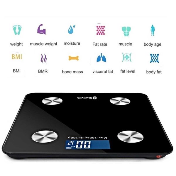 2X Wireless Bluetooth Digital Body Fat Scale Bathroom Health Analyser Weight – Black and White