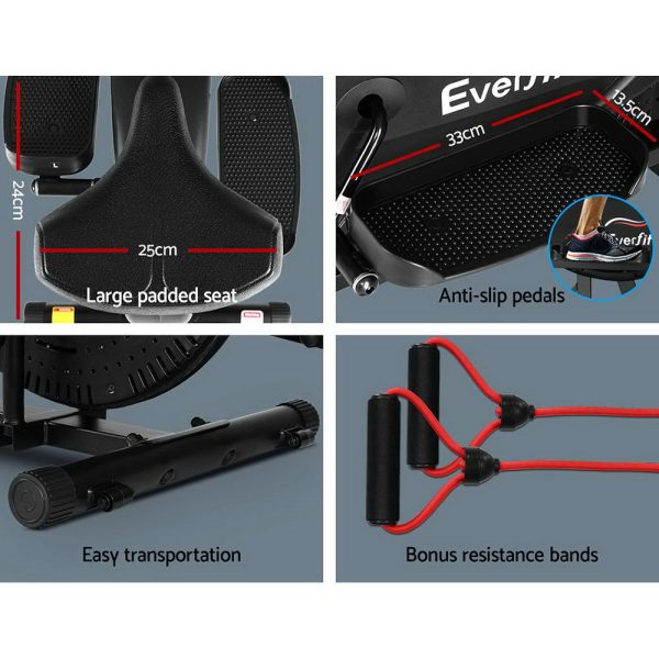 Elliptical Cross Trainer Exercise Bike Bicycle Home Gym Fitness Machine Running Walking – 4 in 1