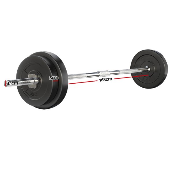 Barbell Weight Set Plates Bar Bench Press Fitness Exercise Home Gym 168cm – 38 kg