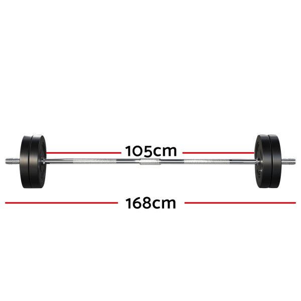 Barbell Weight Set Plates Bar Bench Press Fitness Exercise Home Gym 168cm – 48 kg