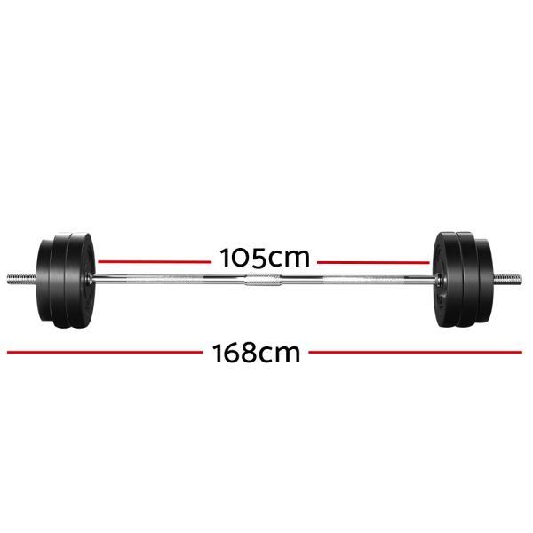 Barbell Weight Set Plates Bar Bench Press Fitness Exercise Home Gym 168cm – 58 kg