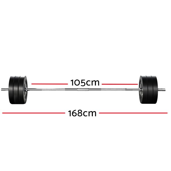 Barbell Weight Set Plates Bar Bench Press Fitness Exercise Home Gym 168cm – 68 kg
