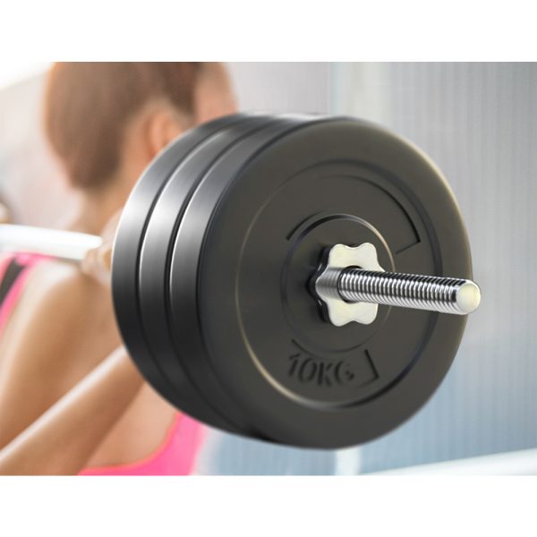 Barbell Weight Set Plates Bar Bench Press Fitness Exercise Home Gym 168cm – 68 kg