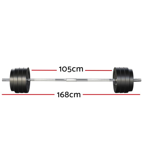 Barbell Weight Set Plates Bar Bench Press Fitness Exercise Home Gym 168cm – 78 kg